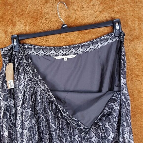 RACHEL ROY Womens Skirt Plus 2X Gray Midi Snakeskin Python Chiffon Pleated - Picture 3 of 8